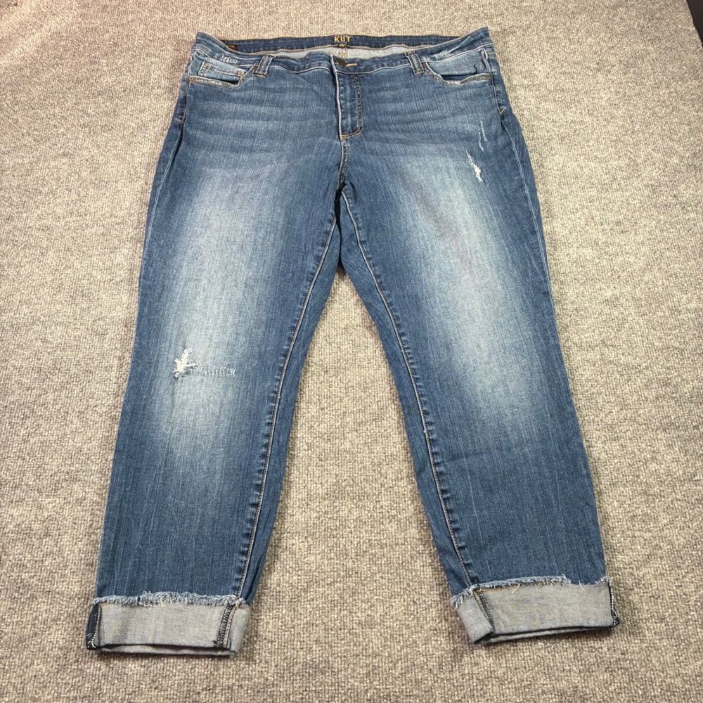 Kut from the Kloth Catherine Boyfriend Jeans Women 16W Blue Excellent Distressed